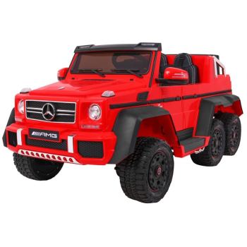 Auto Mercedes G63 6x6 MP4 dla dzieci Czerwony + 2 Pedały gazu + Regulacja siedzenia + MP4 + LED + Bagażnik + Kufer dla rodzica